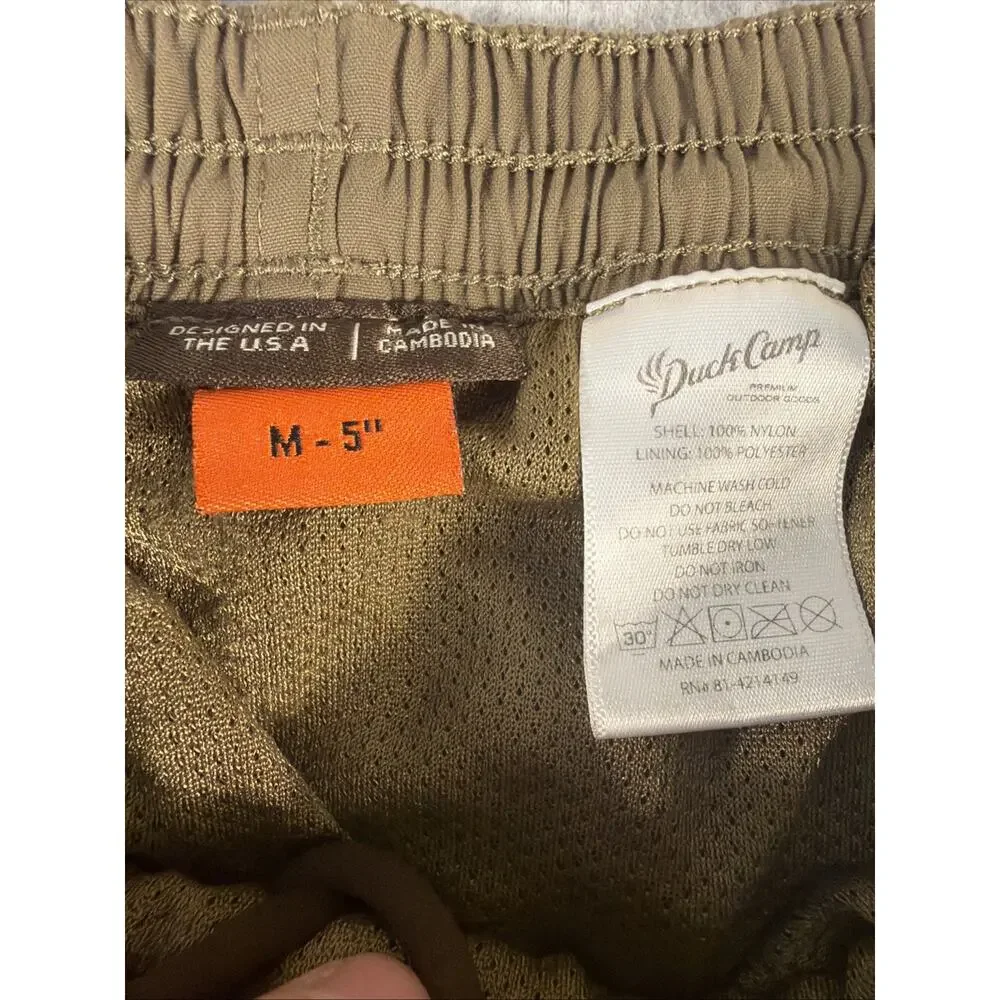 Duck Camp Athletic Swim Shorts, Green/Brown, Size M/5